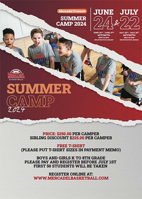 Book your spot in the next basketball camp with Mercadel Basketball in Orange County.
